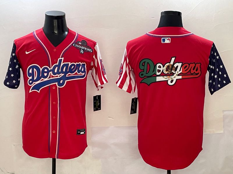 Men Los Angeles Dodgers Blank Red a generation of national flags Joint name 2025 Nike MLB Jersey style 12->los angeles dodgers->MLB Jersey